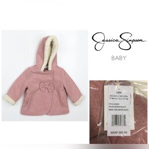 🆕JESSICA SIMPSON BABY - 18M - NWT - PINK SHERPA FAUX WOOL COAT / JACKET